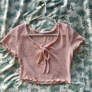 Pink Textured Crop Top